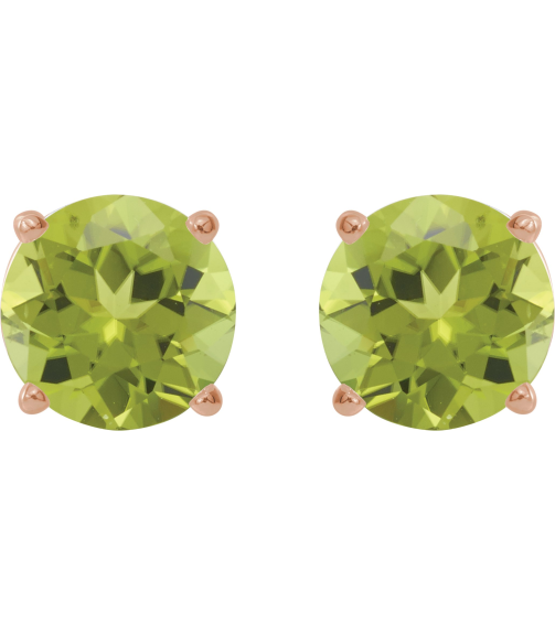 1874 14K Rose Set Round Natural Peridot Pair 5 Mm Friction Friction Backs Included 4-Prong Polished Natural Peridot Stud Earrings