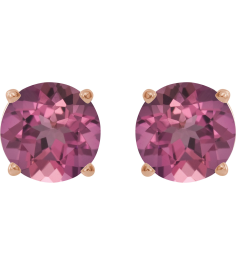 1874 14K Rose Set Round Natural Pink Tourmaline Pair 5 Mm Friction Friction Backs Included 4-Prong Polished Natural Pink Tourmaline Stud Earrings