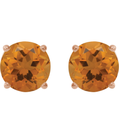 1874 14K Rose Set Round Natural Citrine Pair 5 Mm Friction Friction Backs Included 4-Prong Polished Natural Citrine Stud Earrings