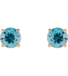 1874 14K Rose Set Round Natural Blue Zircon Pair 5 Mm Friction Friction Backs Included 4-Prong Polished Natural Blue Zircon Stud Earrings