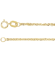 Ch1105 14K Yellow Singapore 1.2 Mm 7 In Spring Ring Diamond-Cut Diamond-Cut Singapore Chain