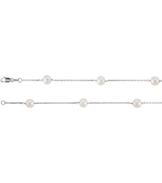 Ch184 Necklace Set 14K White Pearl Cultured White Freshwater Pearl 5 Mm 18 In Polished Cultured White Pearl Station Necklace