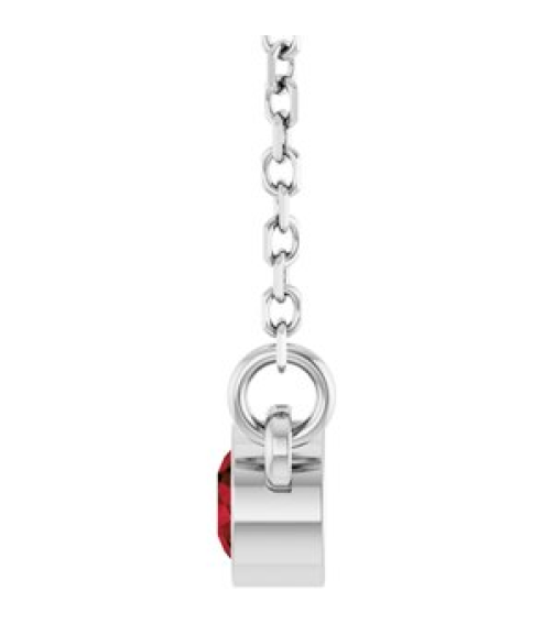 61134 Necklace Set Rhodium-Plated Sterling Silver Round Imitation Garnet 3 Mm 16 In Polished Imitation Garnet Solitaire Necklace