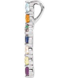 R42359 Pendant Set 14K White Round Natural Multi-Gemstone 14.6 X 10.5 Mm 1.8Mm 0.03 Ct I1, G-H Polished Natural Multi-Gemstone Cross Pendant