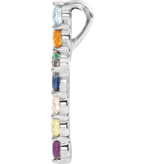 R42359 Pendant Set 14K White Round Natural Multi-Gemstone 14.6 X 10.5 Mm 1.8Mm 0.03 Ct I1, G-H Polished Natural Multi-Gemstone Cross Pendant