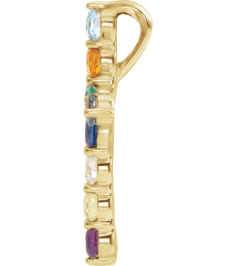 R42359 Pendant Set 14K Yellow Round Natural Multi-Gemstone 14.6 X 10.5 Mm 1.8Mm 0.03 Ct I1, G-H Polished Natural Multi-Gemstone Cross Pendant