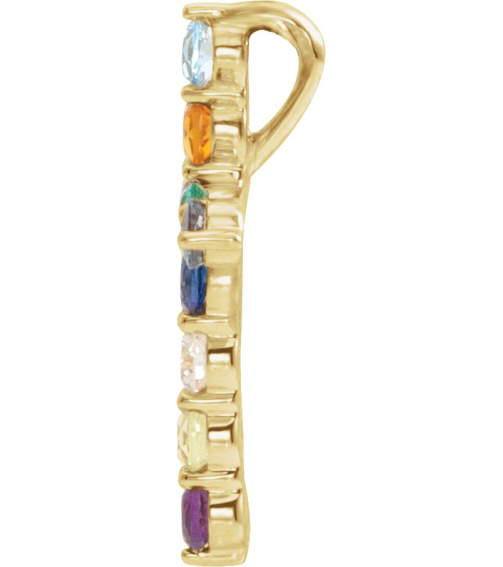 R42359 Pendant Set 14K Yellow Round Natural Multi-Gemstone 14.6 X 10.5 Mm 1.8Mm 0.03 Ct I1, G-H Polished Natural Multi-Gemstone Cross Pendant
