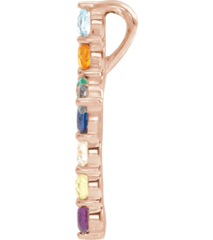 R42359 Pendant Set 14K Rose Round Natural Multi-Gemstone 14.6 X 10.5 Mm 1.8Mm 0.03 Ct I1, G-H Polished Natural Multi-Gemstone Cross Pendant