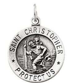 R5024 Pendant 14K White 15 Mm Polished Round St. Christopher Medal