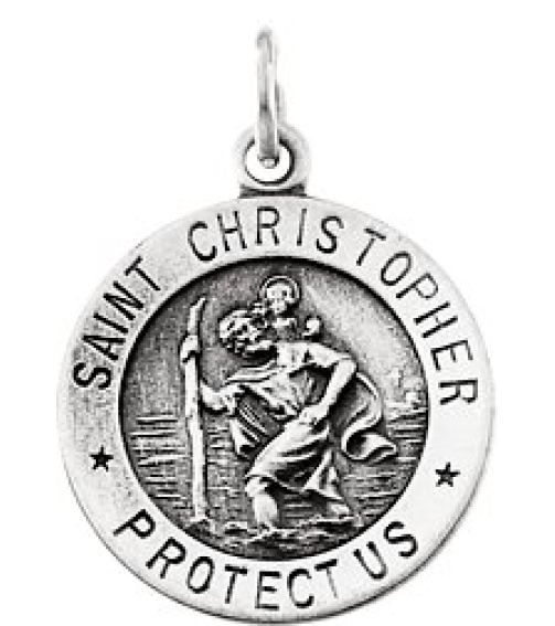 R5024 Pendant 14K White 15 Mm Polished Round St. Christopher Medal