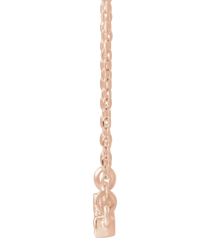 86969 Necklace Set 14K Rose Round Natural Diamond 1.7Mm 18 Ctw I1, G-H 16 In Polished French-Set Bar Necklace