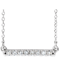 86969 Necklace Set 14K White Round Natural Diamond 1.7Mm 18 Ctw I1, G-H 18 In Polished French-Set Bar Necklace