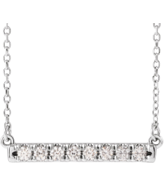 86969 Necklace Set 14K White Round Natural Diamond 2Mm 14 Ctw I1, G-H 18 In Polished French-Set Bar Necklace