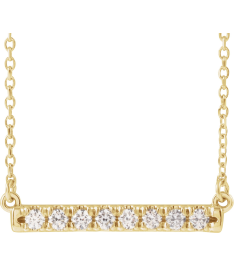 86969 Necklace Set 14K Yellow Round Natural Diamond 2Mm 14 Ctw I1, G-H 18 In Polished French-Set Bar Necklace