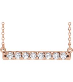 86969 Necklace Set 14K Rose Round Natural Diamond 2.5Mm 12 Ctw I1, G-H 18 In Polished French-Set Bar Necklace