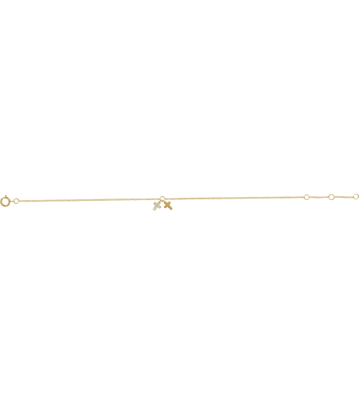 653584 Bracelet Set 14K Yellow Round Natural Diamond 1Mm .03 Ctw I1, H+ 6 12-7 12 In Polished .03 Ctw Natural Diamond Crosses Bracelet