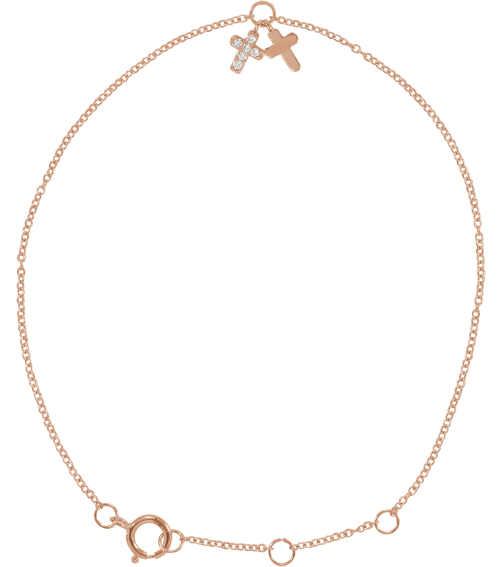 653584 Bracelet Set 14K Rose Round Natural Diamond 1Mm .03 Ctw I1, H+ 6 12-7 12 In Polished .03 Ctw Natural Diamond Crosses Bracelet