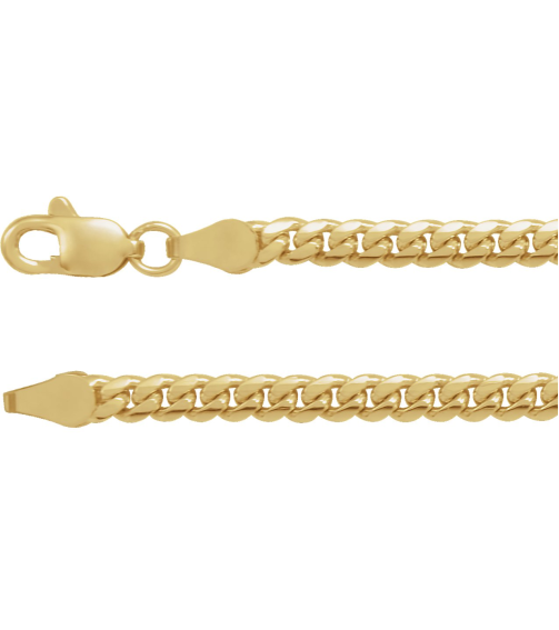 Ch1243 14K Yellow Curb 3.3 Mm 18 In Lobster Clasp Polished Miami Cuban Link Chain