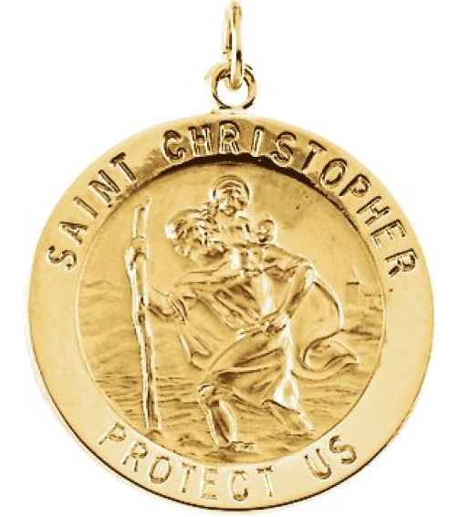 R5024 Pendant 14K Yellow 22 Mm Polished Round St. Christopher Medal