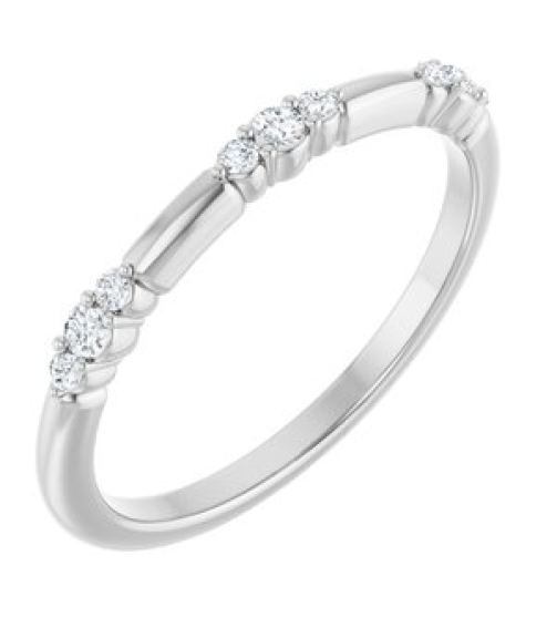 124033 Ring Set 14K White Natural Diamond Round Natural Diamond Polished 18 Ctw Natural Diamond Stackable Ring
