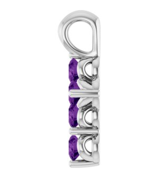 R42363 Pendant 14K White Set Natural Amethyst Round 2 Mm 11.5 X 6.1 Mm Polished Natural Amethyst Cross Pendant
