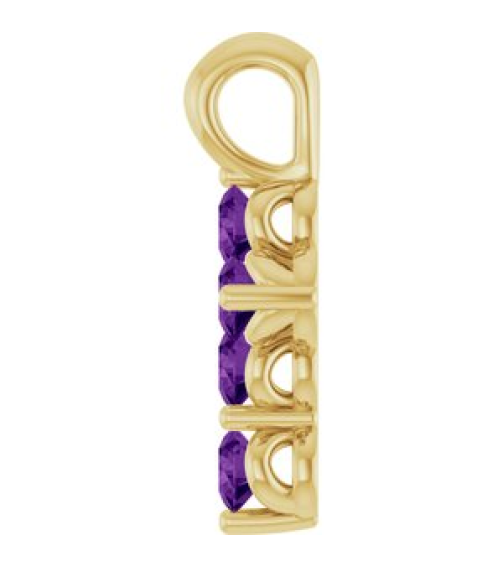 R42363 Pendant 14K Yellow Set Natural Amethyst Round 2 Mm 11.5 X 6.1 Mm Polished Natural Amethyst Cross Pendant