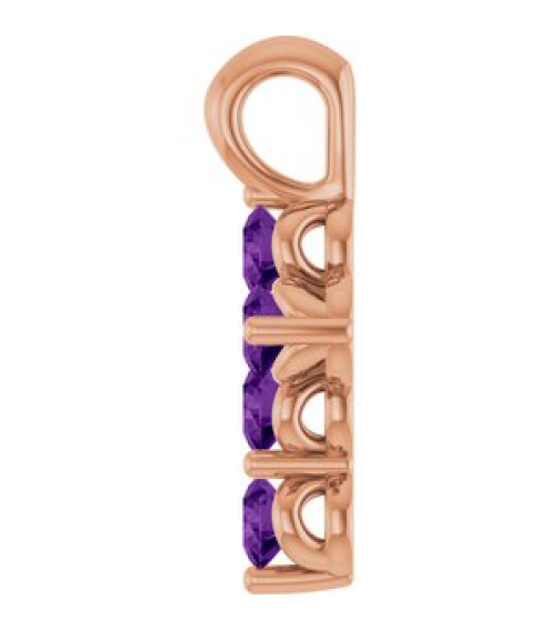 R42363 Pendant 14K Rose Set Natural Amethyst Round 2 Mm 11.5 X 6.1 Mm Polished Natural Amethyst Cross Pendant