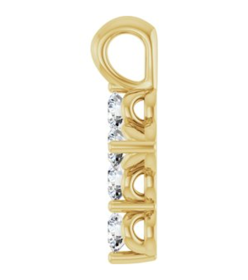 R42363 Pendant 14K Yellow Set Natural White Sapphire Round 2 Mm 11.5 X 6.1 Mm Polished Natural White Sapphire Cross Pendant