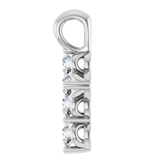 R42363 Pendant Platinum Set Natural White Sapphire Round 2 Mm 11.5 X 6.1 Mm Polished Natural White Sapphire Cross Pendant