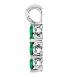 R42363 Pendant 14K White Set Natural Emerald Round 2 Mm 11.5 X 6.1 Mm Polished Natural Emerald Cross Pendant