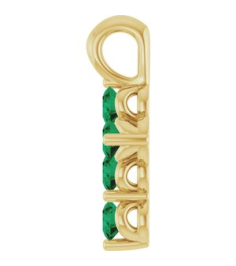 R42363 Pendant 14K Yellow Set Natural Emerald Round 2 Mm 11.5 X 6.1 Mm Polished Natural Emerald Cross Pendant