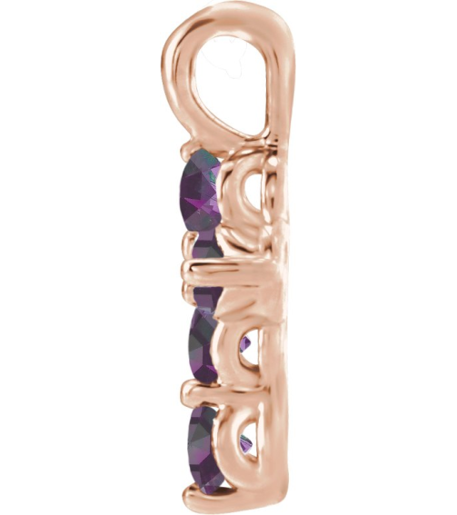 R42363 Pendant 14K Rose Set Natural Alexandrite Round 2 Mm 11.5 X 6.1 Mm Polished Natural Alexandrite Cross Pendant