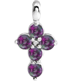 R42363 Pendant Platinum Set Natural Alexandrite Round 2 Mm 11.5 X 6.1 Mm Polished Natural Alexandrite Cross Pendant