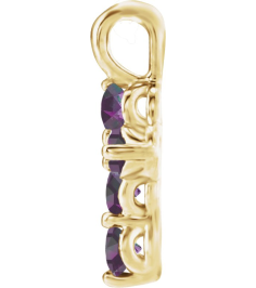 R42363 Pendant 14K Yellow Set Lab-Grown Alexandrite Round 2 Mm 11.5 X 6.1 Mm Polished Lab-Grown Alexandrite Cross Pendant