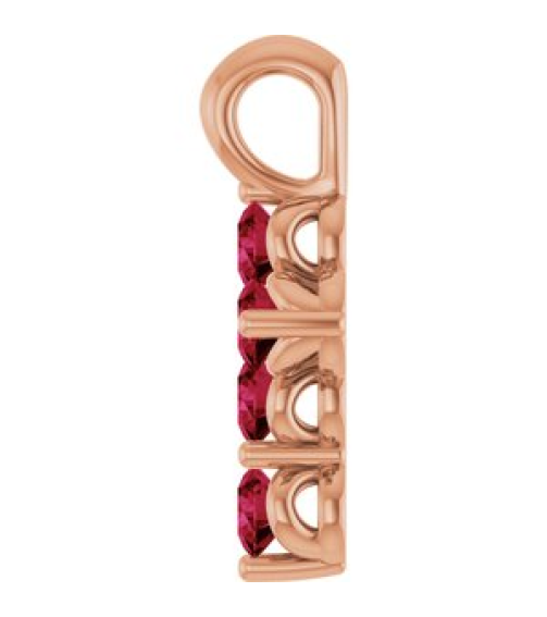 R42363 Pendant 14K Rose Set Lab-Grown Ruby Round 2 Mm 11.5 X 6.1 Mm Polished Lab-Grown Ruby Cross Pendant