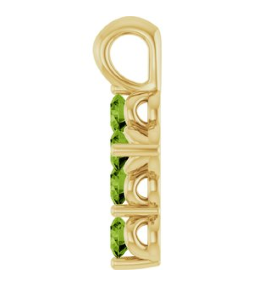 R42363 Pendant 14K Yellow Set Natural Peridot Round 2 Mm 11.5 X 6.1 Mm Polished Natural Periot Cross Pendant