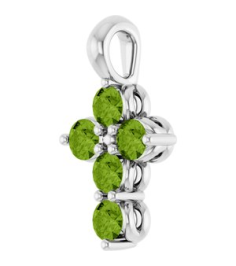 R42363 Pendant Platinum Set Natural Peridot Round 2 Mm 11.5 X 6.1 Mm Polished Natural Periot Cross Pendant
