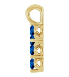 R42363 Pendant 14K Yellow Set Natural Blue Sapphire Round 2 Mm 11.5 X 6.1 Mm Polished Natural Blue Sapphire Cross Pendant