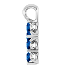 R42363 Pendant 14K White Set Lab-Grown Blue Sapphire Round 2 Mm 11.5 X 6.1 Mm Polished Lab-Grown Blue Sapphire Cross Pendant