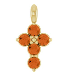 R42363 Pendant 14K Yellow Set Natural Citrine Round 2 Mm 11.5 X 6.1 Mm Polished Natural Citrine Cross Pendant