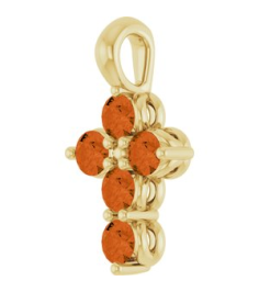 R42363 Pendant 14K Yellow Set Natural Citrine Round 2 Mm 11.5 X 6.1 Mm Polished Natural Citrine Cross Pendant