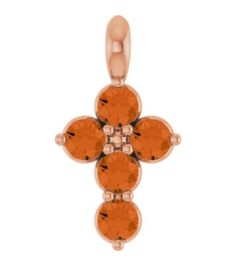 R42363 Pendant 14K Rose Set Natural Citrine Round 2 Mm 11.5 X 6.1 Mm Polished Natural Citrine Cross Pendant
