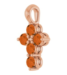 R42363 Pendant 14K Rose Set Natural Citrine Round 2 Mm 11.5 X 6.1 Mm Polished Natural Citrine Cross Pendant