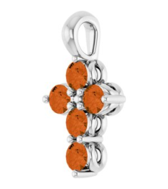 R42363 Pendant Platinum Set Natural Citrine Round 2 Mm 11.5 X 6.1 Mm Polished Natural Citrine Cross Pendant