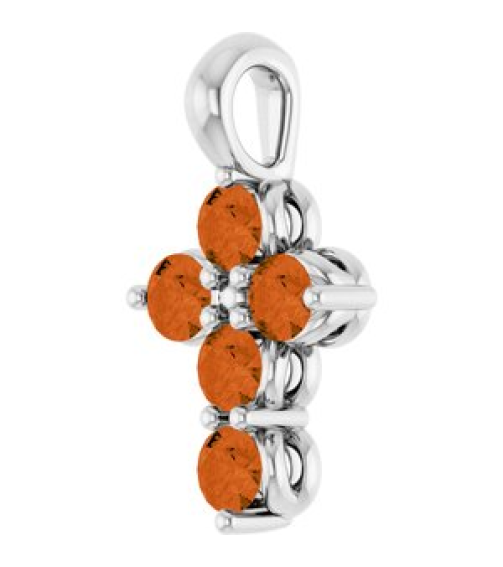 R42363 Pendant Platinum Set Natural Citrine Round 2 Mm 11.5 X 6.1 Mm Polished Natural Citrine Cross Pendant