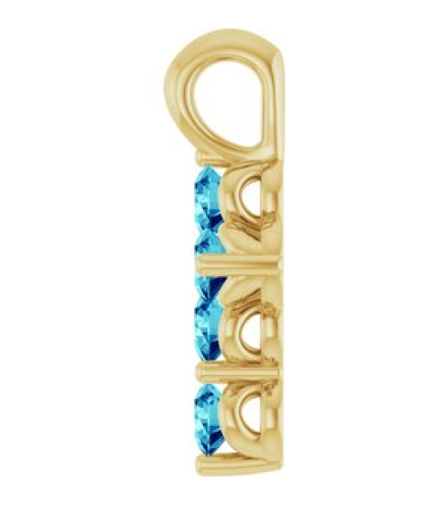 R42363 Pendant 14K Yellow Set Natural Blue Zircon Round 2 Mm 11.5 X 6.1 Mm Polished Natural Blue Zircon Cross Pendant