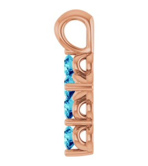 R42363 Pendant 14K Rose Set Natural Blue Zircon Round 2 Mm 11.5 X 6.1 Mm Polished Natural Blue Zircon Cross Pendant