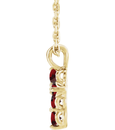 R42363 Necklace 14K Yellow Set Natural Mozambique Garnet Round 2 Mm 11.5 X 6.1 Mm Polished Natural Garnet Cross 16-18 In Necklace