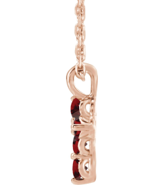 R42363 Necklace 14K Rose Set Natural Mozambique Garnet Round 2 Mm 11.5 X 6.1 Mm Polished Natural Garnet Cross 16-18 In Necklace