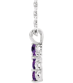 R42363 Necklace 14K White Set Natural Amethyst Round 2 Mm 11.5 X 6.1 Mm Polished Natural Amethyst Cross 16-18 In Necklace